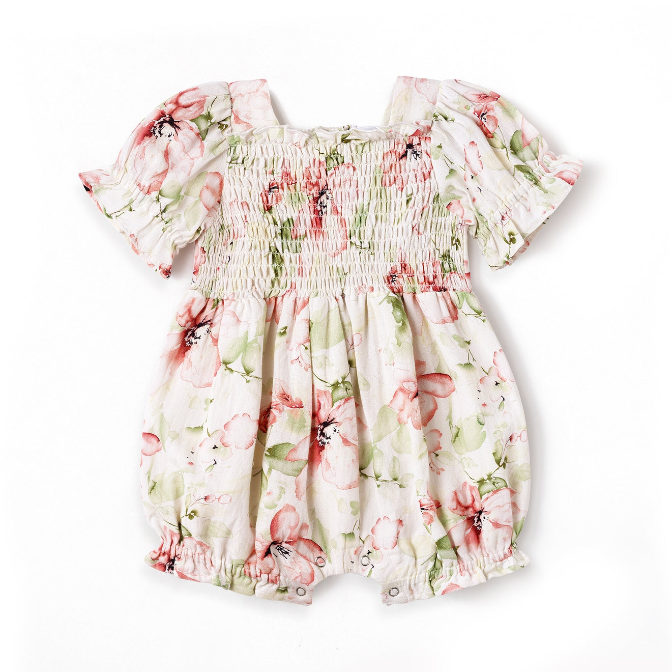 Baby Girls' Blush Bouquet Smocked Bubble Romper