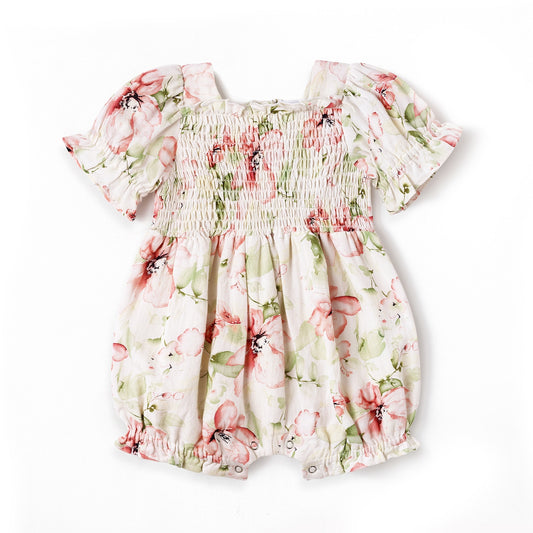 Baby Girls' Blush Bouquet Smocked Bubble Romper