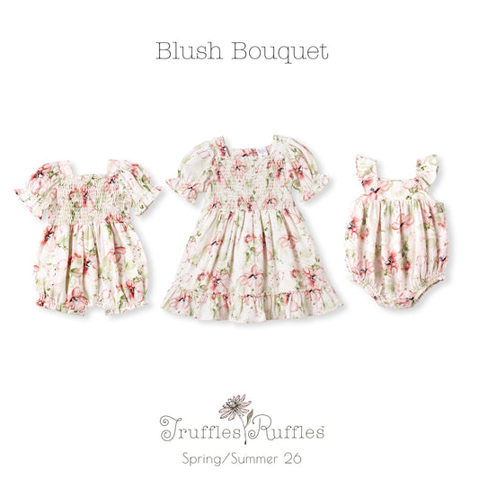 Baby Girls' Blush Bouquet Smocked Bubble Romper