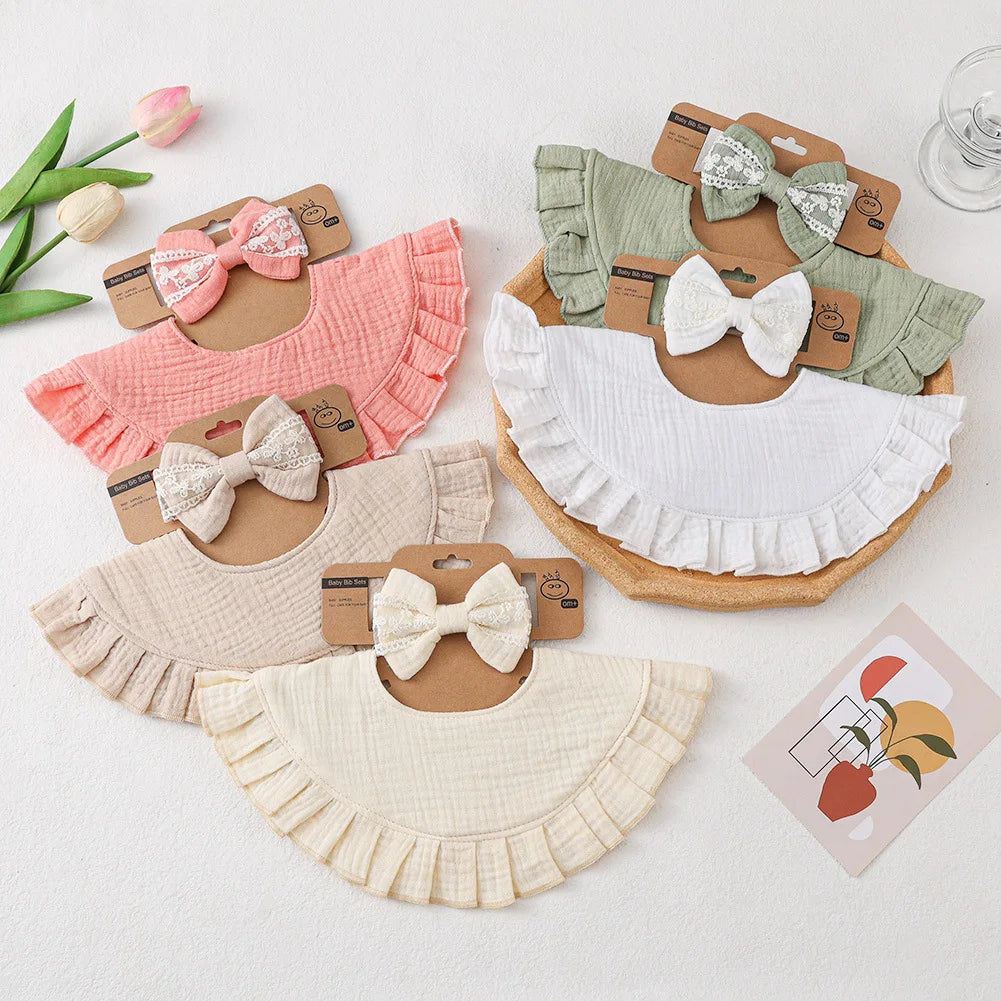 Baby Bow Headband & Ruffle Bib Set (2-Pack)
