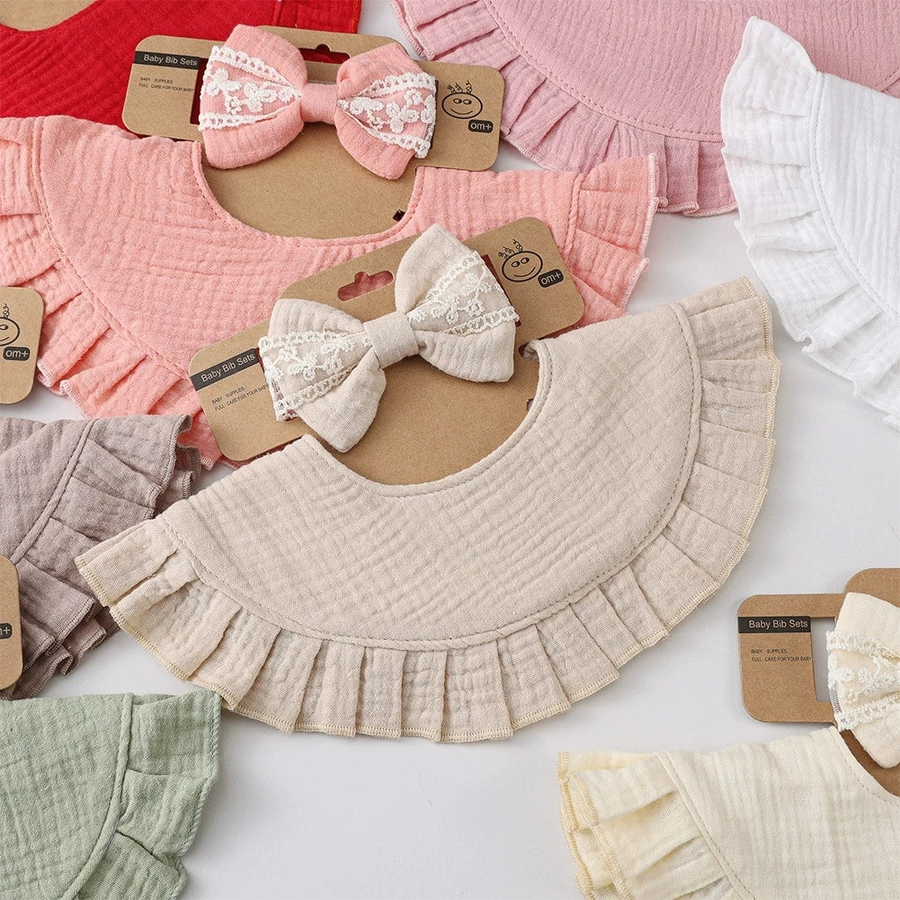 Baby Bow Headband & Ruffle Bib Set (2-Pack)