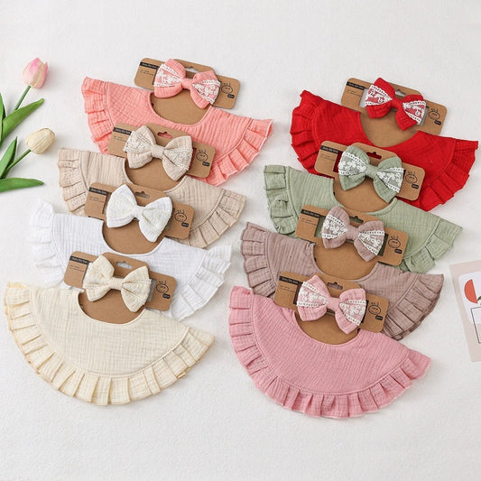 Baby Bow Headband & Ruffle Bib Set (2-Pack)