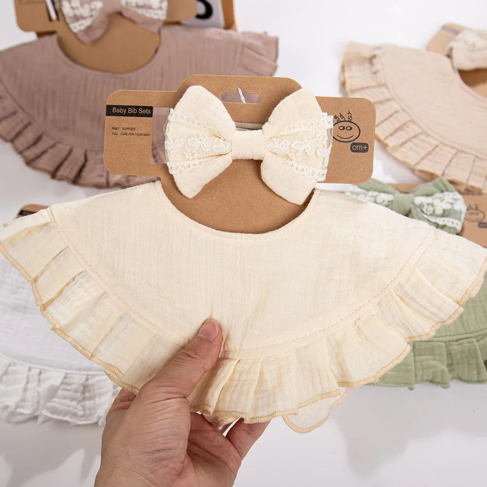 Baby Bow Headband & Ruffle Bib Set (2-Pack)