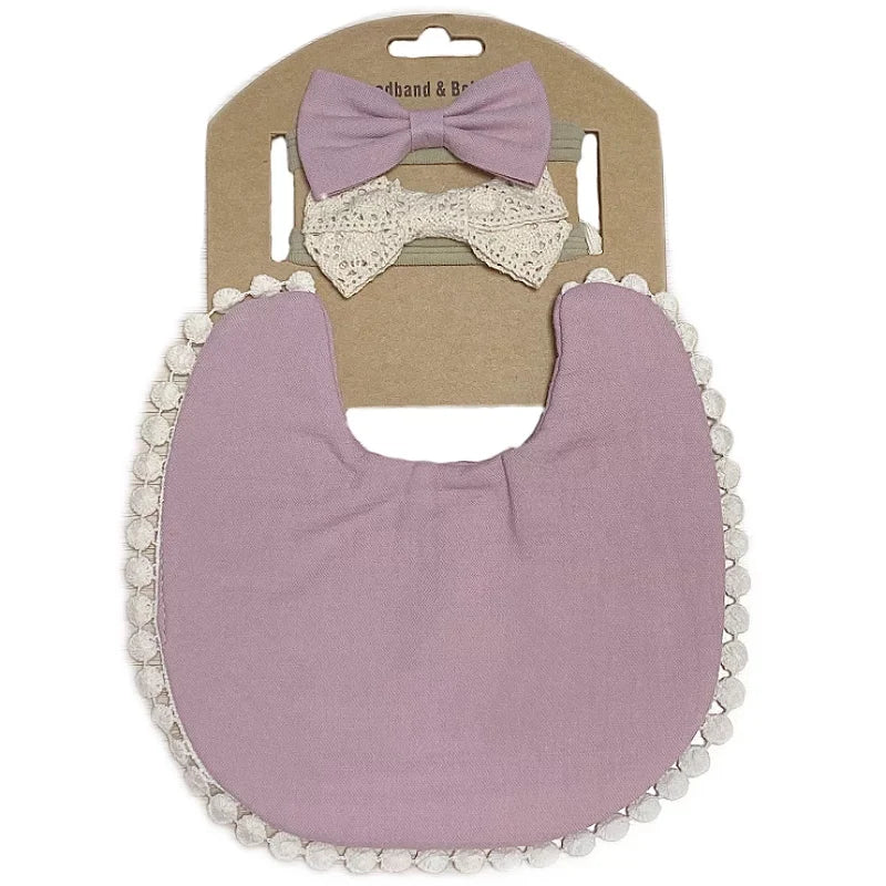 Personalized Baby Bow Headband, Waterproof Bib & Burp Cloth Gift Set