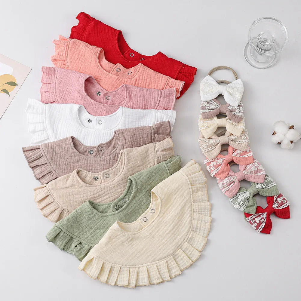 Baby Bow Headband & Ruffle Bib Set (2-Pack)