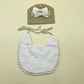 Personalized Baby Bow Headband, Waterproof Bib & Burp Cloth Gift Set